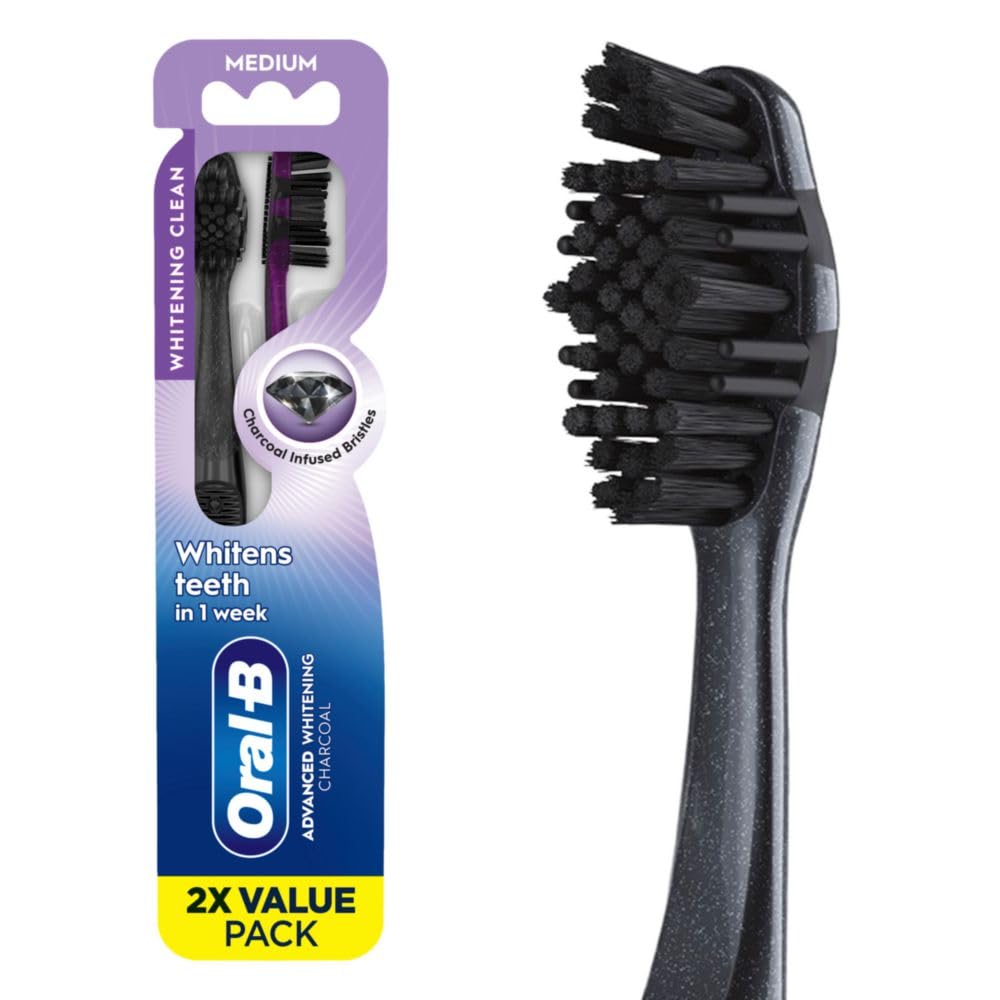  Oral-B Charcoal Toothbrushes, Medium Softness for Sensitive Teeth, Travel-Friendly 2ct
| Oral-B Charcoal Toothbrushes, 