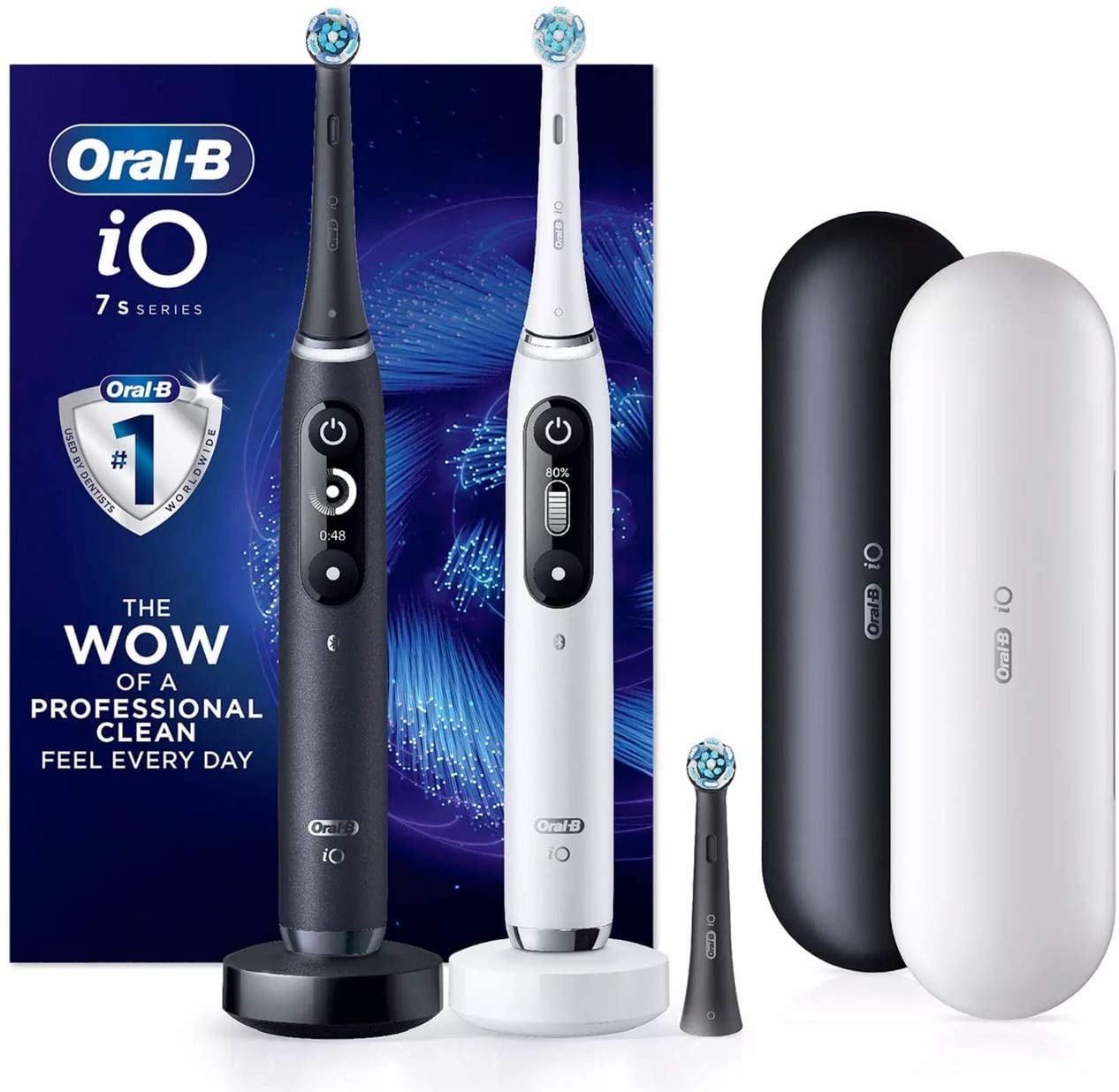 Oral-B iO Series 7s Rechargeable Toothbrush for Adults with 2 Handles and Travel Cases