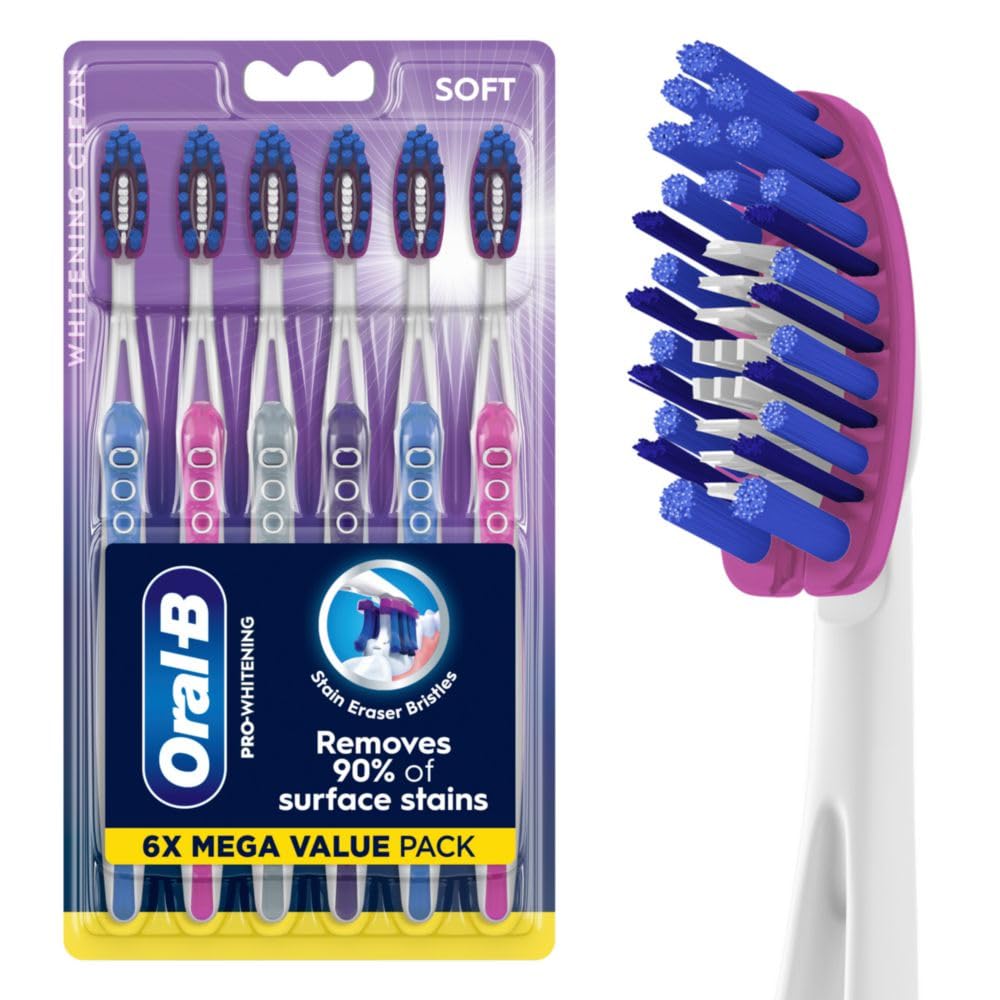 Oral-B 3D White Pro-Flex Toothbrushes Soft | Soft Bristles | 6 Count