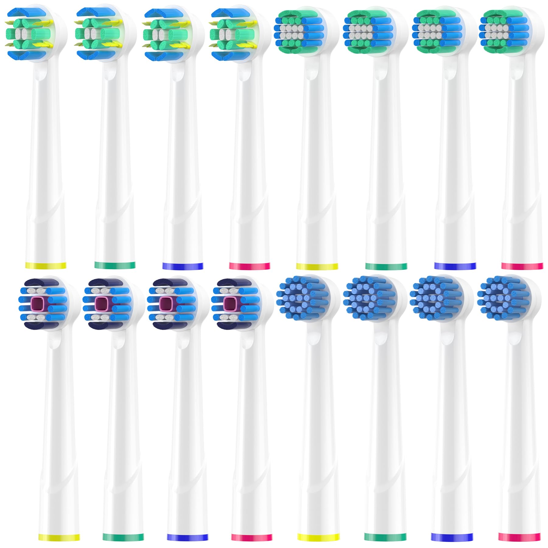 Replacement Heads Compatible with Oral-B Braun, Whitening & Freshening 16 Pcs Electric Toothbrush Heads for Oral-B Floss