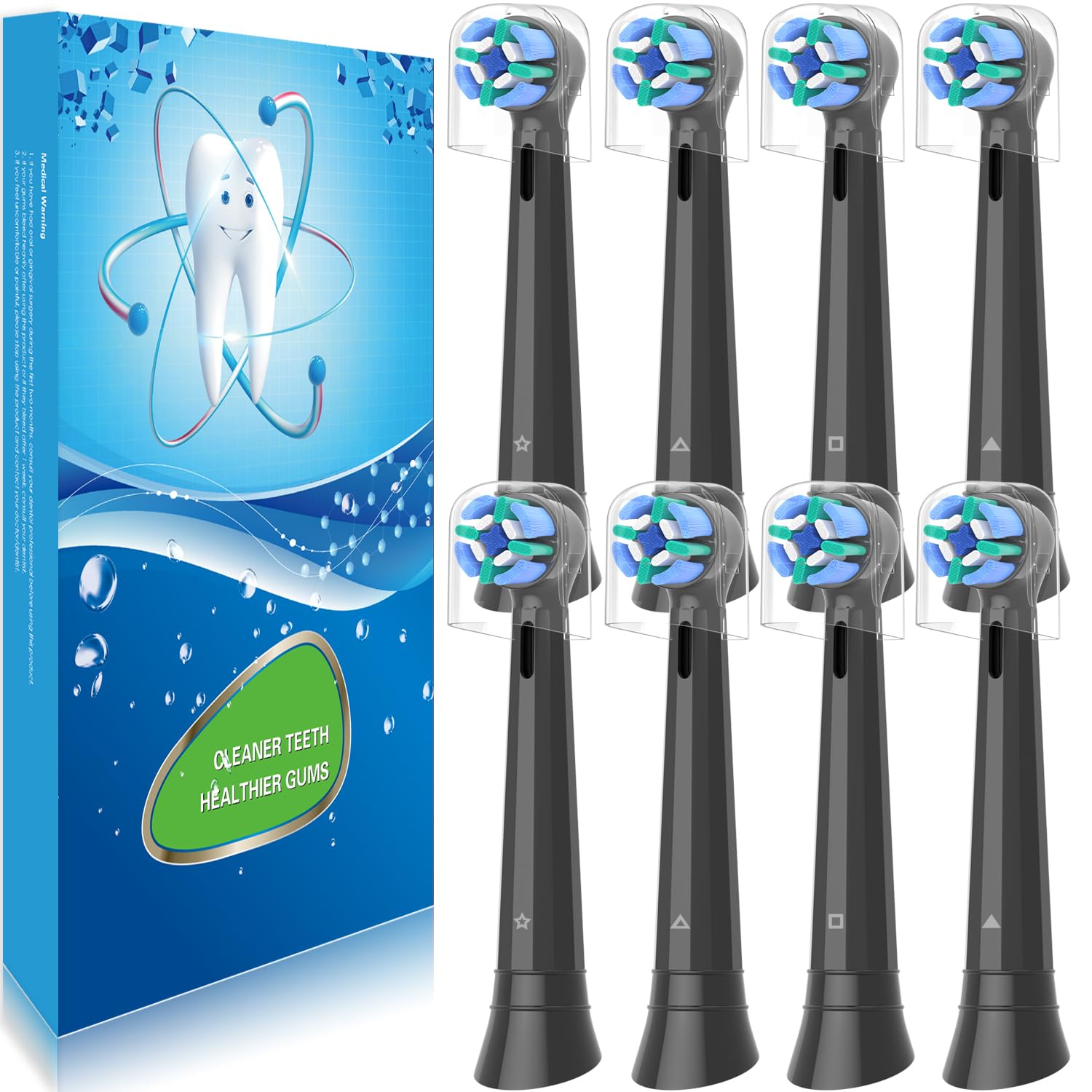 Black Carbonfree Certified Replacement Toothbrush Heads 8 Pack Compatible with Oral B iO Series
| Oral B iO 2/3/4/5/6/7