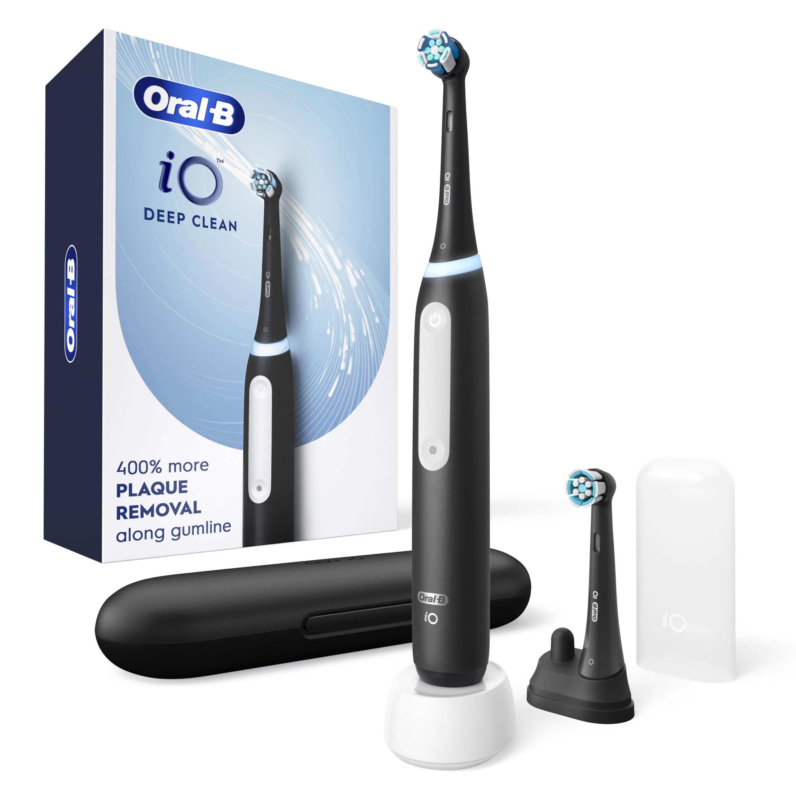 Oral-B iO Series 3 2 Minute Timer Pressure Sensor Electric Toothbrush Black - Gums Protection 3 Cleaning Modes Travel Ca