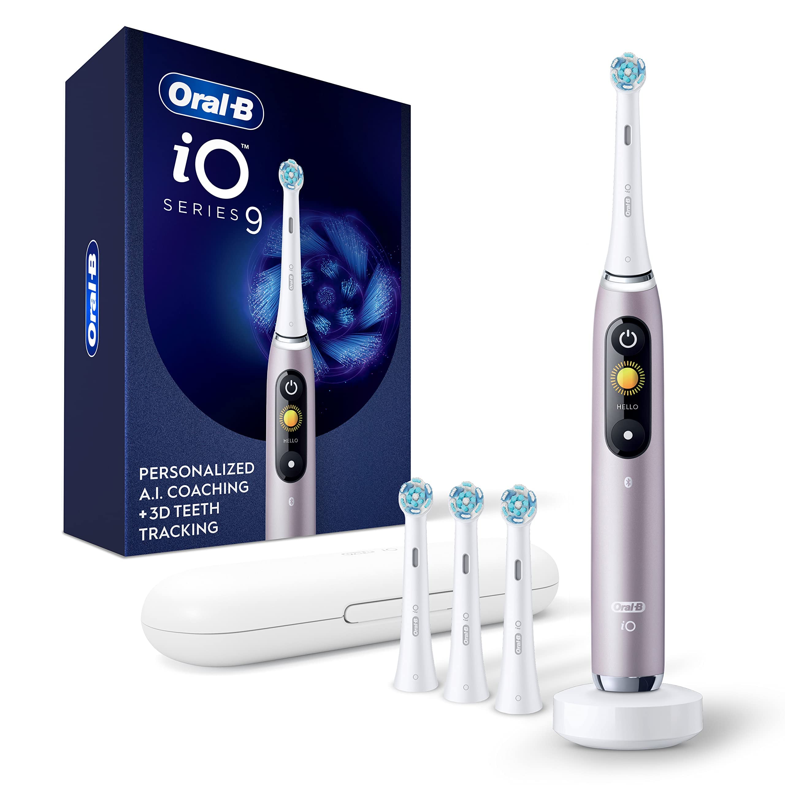 Oral-B iO Series 9 Electric Toothbrush for Women with 3 Replacement Brush Heads, Daily Oral Care