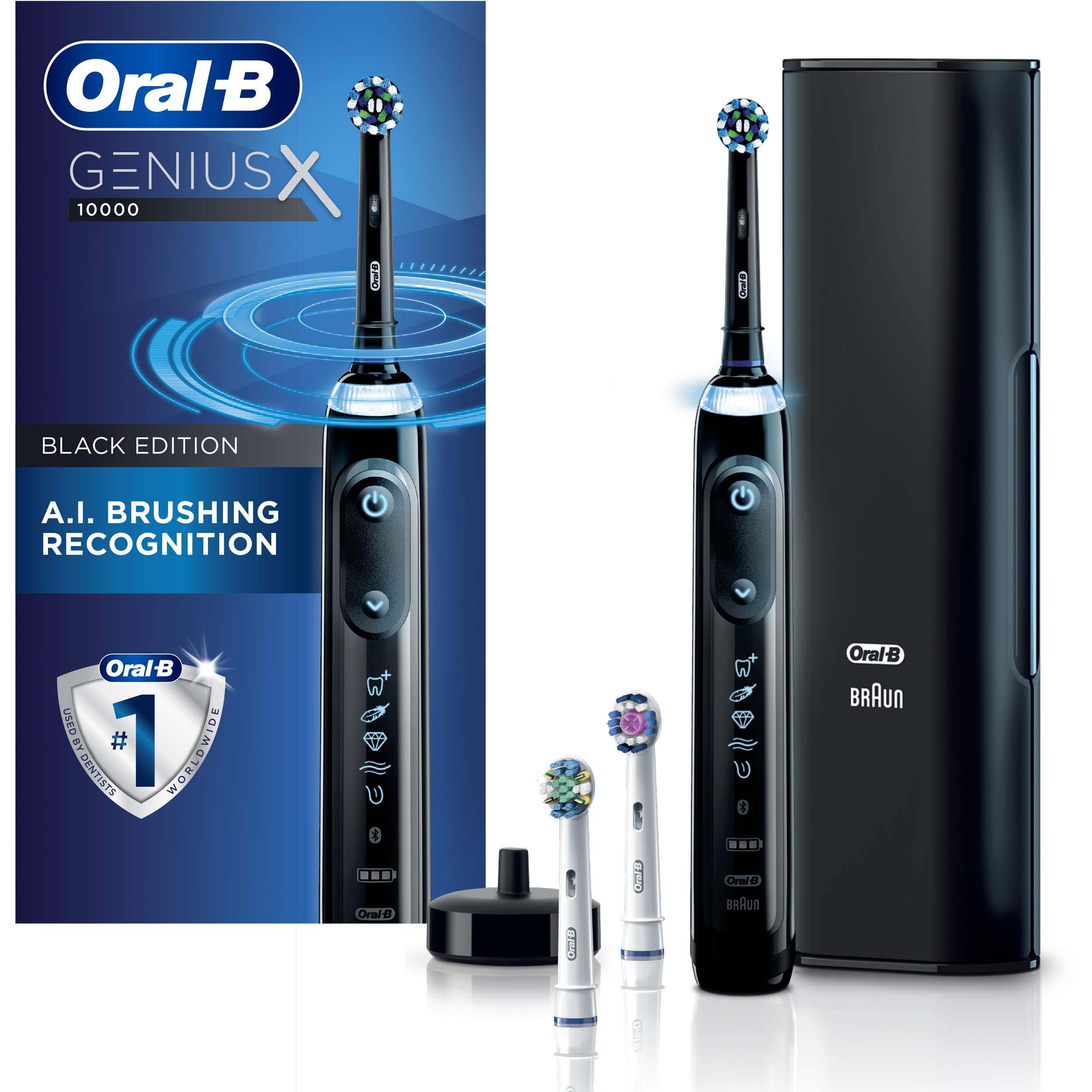 Black Oral-B GENIUS X Electric Toothbrush with Advanced Cleaning and Rechargeable Battery, Ideal for Daily Oral Hygiene
